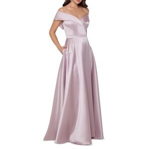 Xscape Taffeta Off The Shoulder Pink Evening Dress Gown Formal Size 18W NWOT